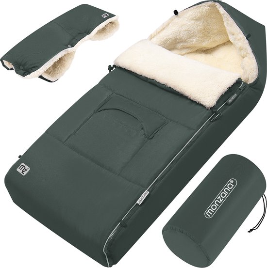Monzana Baby Voetenzak – Ritssluiting Wasbaar 90x60cm - Grijs/Groen