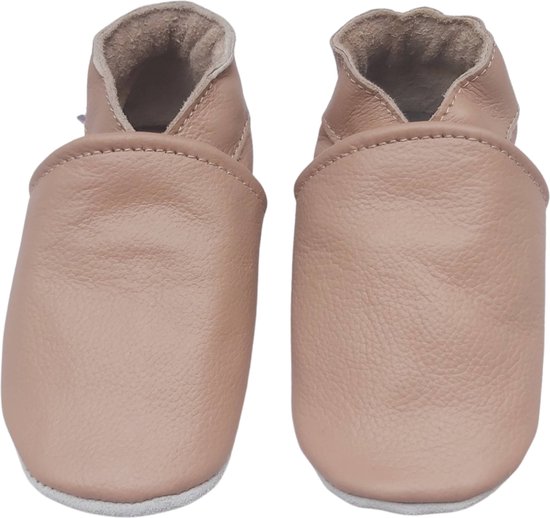 Oudroze leren effen babyslofjes van Baby-Slofje maat 18/19
