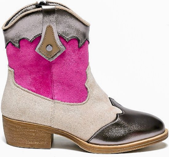 Smile Favorites® Meisjes Cowboylaarzen met Hak - Beige - Suedine - Maat 35 -