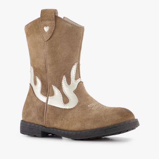 Stap leren meisjes cowboy western laarsjes bruin goud - Maat 30