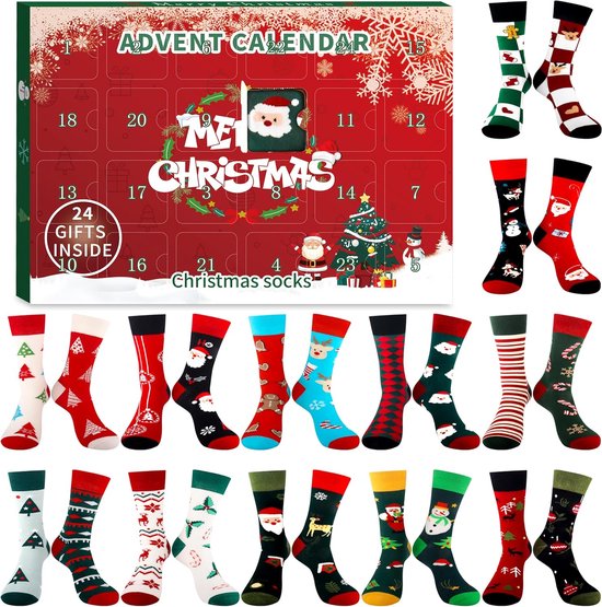 Aftelkalender voor Kerstmis, aftelkalender voor volwassenen, aftelkalender voor Kerstmis, katoenen sokken voor aftelkalender voor Kerstmis