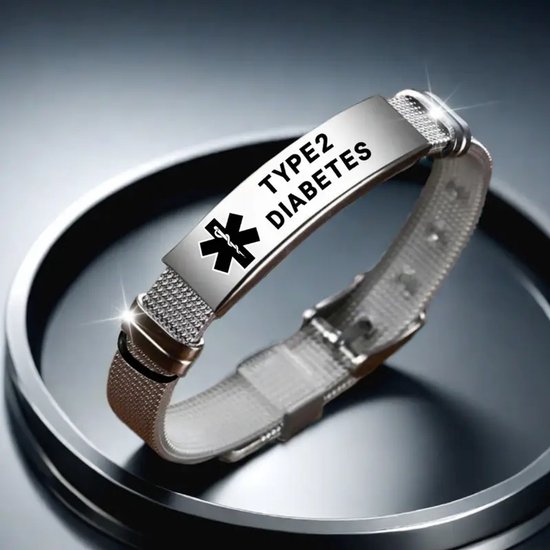 Armband diabetes type 2 - infobandje - waarschuwingsarmband - diabetes