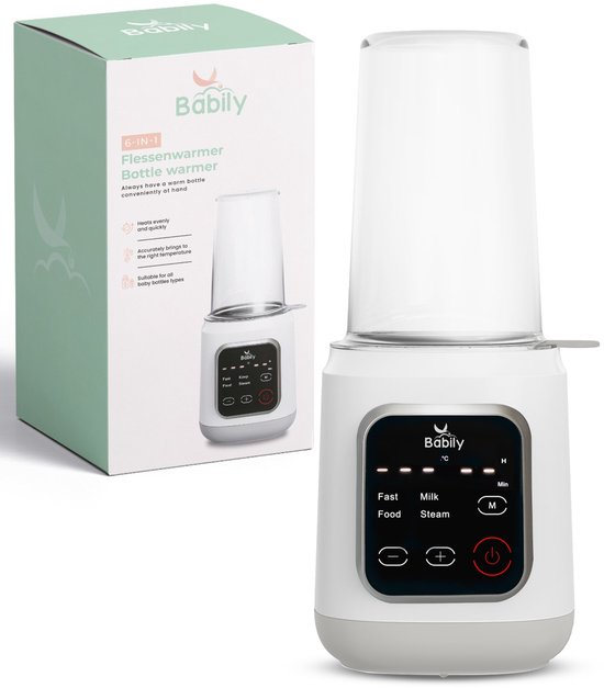 Babily 6-in-1 Flessenwarmer - In 3 min. warm - Flesverwarmer - Flessenverwarmer - Opwarmen, warmhouden en steriliseren