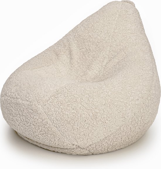 Drop & Sit - compacte zitzak - sfeervolle teddy - beige - extra comfortabel en zacht - handgemaakt in de Benelux