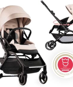 Hamilton by Yoop T1 Buggy – 360° Draaibare Stoel – MagicFold™ Technologie – Inklapbaar – Reflecterende Wielen mét Vering – Inclusief beschermtas en bekerhouder – Verstelbare en Wendbare Kinderwagen – Lichtgewicht Wandelwagen – Plooibuggy – Beige