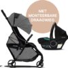Hamilton by Yoop XL Buggy met monteerbare Zeno Plus draagwieg – 2 in 1 wandelwagen – Stroller met MagicFold™ Technologie – Geschikt van 0 maanden tot 4 jaar – Kinderwagen Inclusief adapters & bekerhouder – Gemêleerd lichtgrijs/Zwart