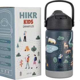 Hikr® Kinder Drinkfles - Drinkbeker RVS kinderen - 350ml - Lekvrij - Jongens & Meisje - Schoolbeker kind - Met rietje - Warme en koude dranken - Outdoor drinkfles