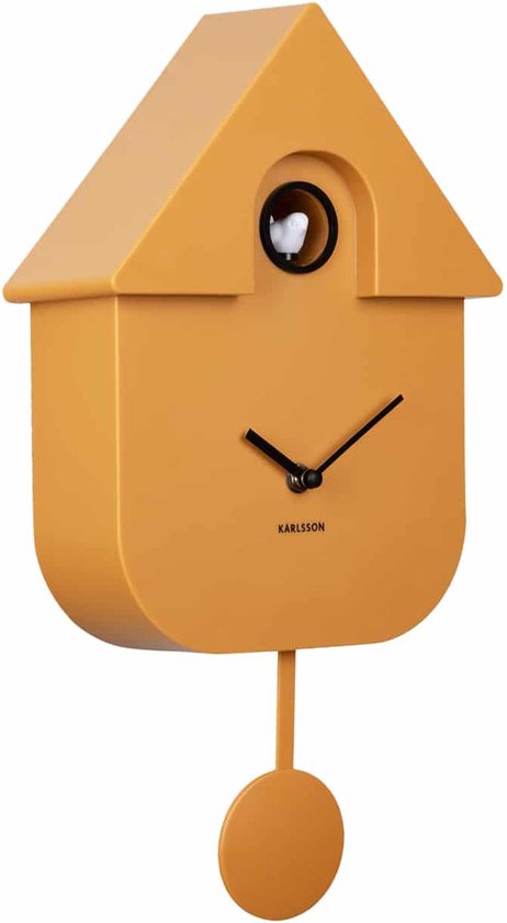 Karlsson Koekoeksklok Modern Cuckoo - Geel - 8.5x21.5x41cm - Wandklok Scandinavisch