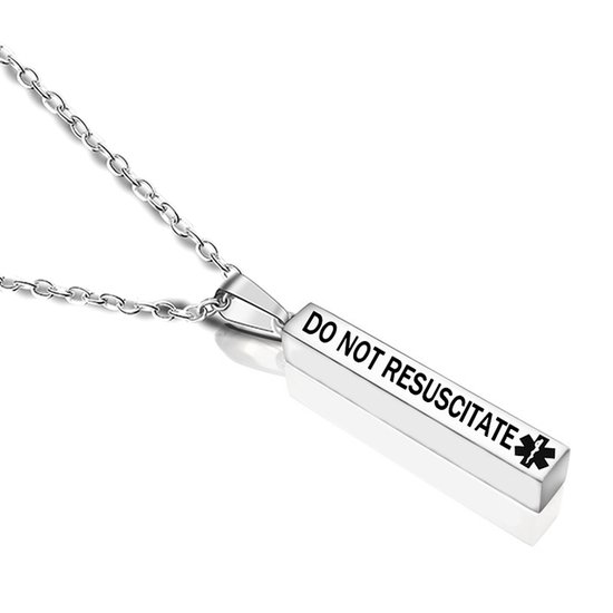 ketting Do not resuscitate - niet reanimeren penning - niet reanimeren ketting - SOS ketting - RVS - zilverkleurig