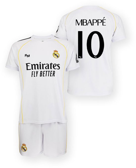 Kylian Mbappé Real Madrid Thuis Tenue 25/26 - Maat 128 - Voetbaltenue - Shirt & Broekje - Jongens en Meiden - Sportkledingset - 100% Polyester