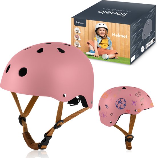Lionelo Helmet Fietshelm voor kinderen - Maat 50-56cm - 20x23cm - S - Intertek Certificering - ABS & EPS Materialen - Verstelbare Pasvorm - 11 Ventilatieopeningen - Extra Kinbeschermer - Personaliseerbaar met Krijt en Stiften - EN1078 Gecertificeerd