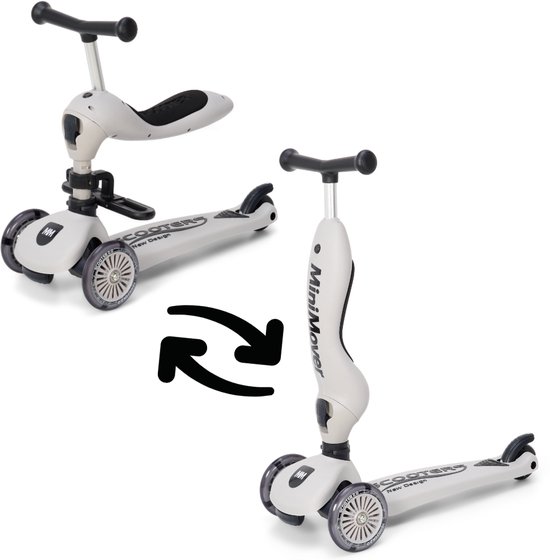 Trendy Meije MiniMover - Kinderstep - Step 1-5 Jaar - 3 Lichtgevende LED Wielen - 2 in 1 - Hoogte Verstelbaar - Jongens/Meisjes - Beige