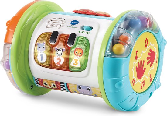 VTech Baby 3-in-1 Kruiprol - Educatief Speelgoed - Activiteitenroller met Lichts- en Geluidseffecten - Baby Speelgoed