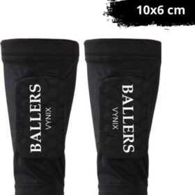 Vynix Ballers ingebouwde scheenbeschermer - Scheenbeschermers voetbal - Shin Pad Sleeve - Voetbal scheenbeschermers - 12+ jaar - Met opbergzakje 10x6cm - Zwart