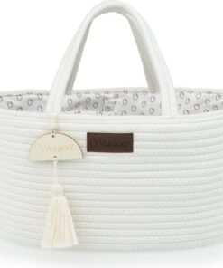 Yunioo Luiertas en Commodemandje │ Luiermand voor Babykameraccessoires │ Luier Organizer │ Opbergmand kinderkamer │ Kraamcadeau babyshower │Speelgoedmand │ Wit