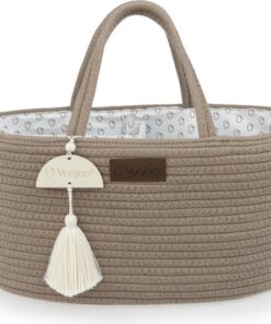 Yunioo Luiertas en Commodemandje │ Luiermand voor Babykameraccessoires │ Luier Organizer │ Opbergmand kinderkamer │ Kraamcadeau babyshower │Speelgoedmand │ Bruin