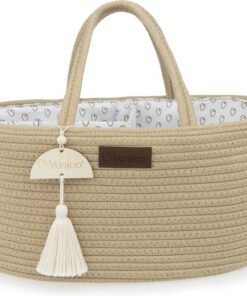 Yunioo Luiertas en Commodemandje │ Luiermand voor Babykameraccessoires │ Luier Organizer │ Opbergmand kinderkamer │ Kraamcadeau babyshower │Speelgoedmand │ Crème