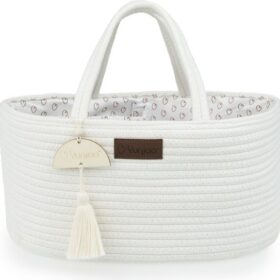 Yunioo Luiertas en Commodemandje │ Luiermand voor Babykameraccessoires │ Luier Organizer │ Opbergmand kinderkamer │ Kraamcadeau babyshower │Speelgoedmand │ Wit