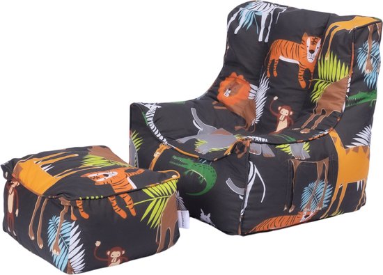 Zitzak Kind - Kinderen Bean Bag Stoel met Voetenbankje - Zachte Kinderfauteuil - Zitzak voor kinderen - Zitzak kids Stoel