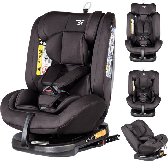 Bebies First Autostoel Kiddo I-Size 360° Draaibaar & Isofix Groep 0/1/2/3 (40-150 cm) - Zwart