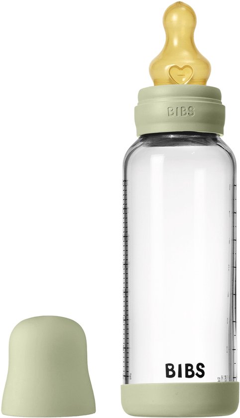 BIBS Fles - Medium Flow - 240 ml - Glas/Latex - Sage