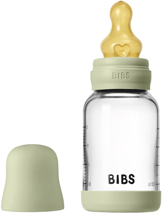 BIBS Fles - Slow Flow - 120 ml - Glas/Latex - Sage