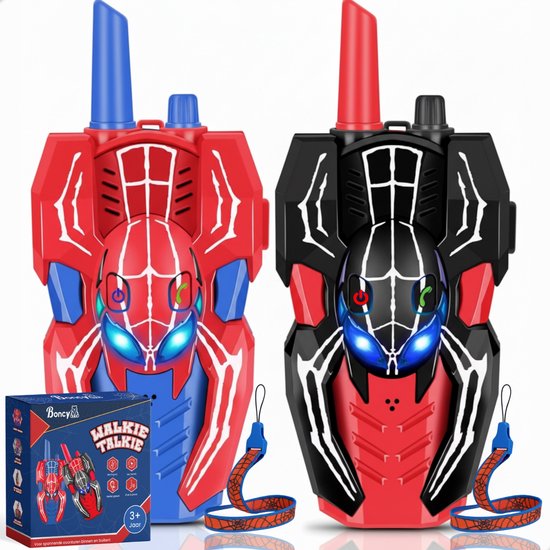 Boncy® Walkie Talkie voor Kinderen & Volwassenen - Walkie talkies Portofoon Set Professionel - Walkietalkie Kind Speelgoed Cadeau Spiderman Alternatief - Kinderspeelgoed 3 4 5 6 8 10 + Jaar - Superhelden Kinder Peuter Spellen - Superheld Cadeau