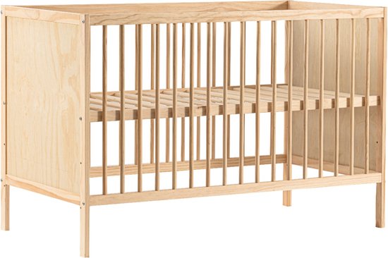 Born Lucky ® Baby Bed / Ledikant Lola 60x120 cm Met Verstelbare Bodem & Massief Hout - Naturel