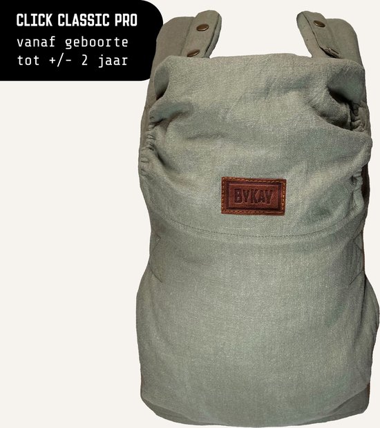 ByKay Draagzak Click Carrier Classic PRO - Ergonomische Draagzak Baby van broekmaat 62/68 tot +/- 2 jaar - Comfortabel & Snel met Click & Go - voor Buik, Heup en Rug - Linnen - Hunter Green