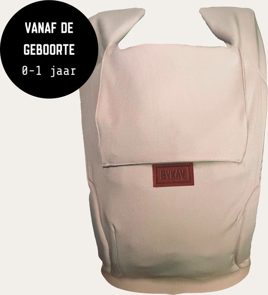 ByKay Draagzak Tiny Click Carrier - Ergonomische Draagzak Newborn - newborn tot +/- 1 jaar - Eenvoudig en snel voor pasgeborenen - voor Buik en Heup - Latte