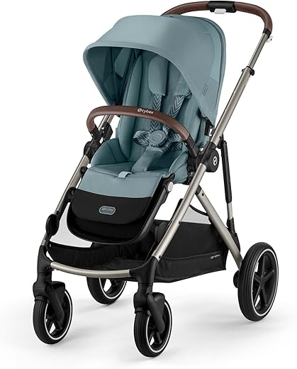 CYBEX Gouden kinderwagen GAZELLE S, Vanaf de geboorte tot ongeveer 4 jaar, Max. 22 kg (enkele modus) / 2x 22 kg (duo modus), Alles-in-1 systeem met 20+ configuraties, Stormy Blue