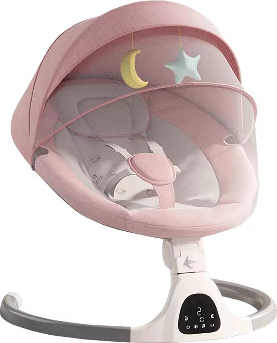 Elektrische Wipstoel - Swing Baby Stoel - Muziek en Swing Opties - 5 Punts Gordel - Babyschommel- Schommelstoel - Baby Swing - Met Afstandsbediening - Roze