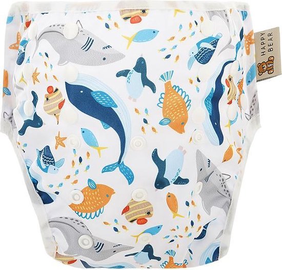 HappyBear - Zwemluier Zeedieren | 0-3 jaar - Wasbaar - Onesize
