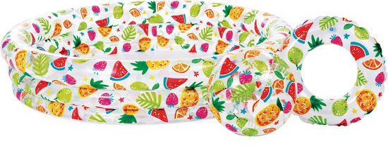 Intex Vrolijke Fruity Pool Set - Opblaaszwembad - Ø 132 x 28 cm - Inclusief Strandbal en Zwemband