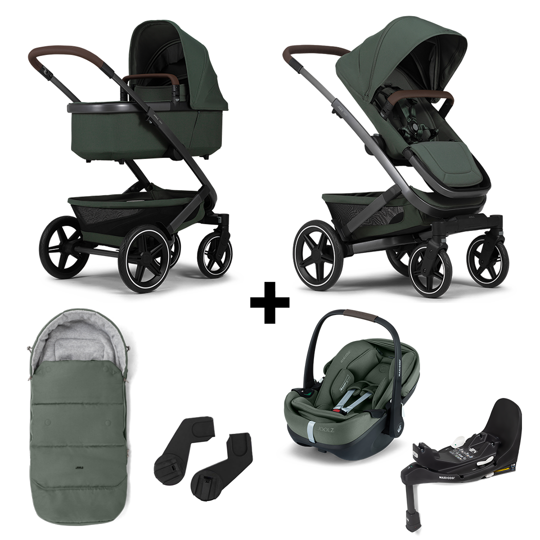 Kinderwagen Joolz Geo³ Forest Green + Autostoel Joolz x Maxi-Cosi, Slide Tech Base&Accessoires