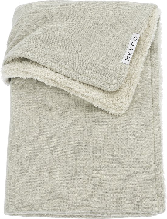 Meyco Baby Knit Basic teddy wiegdeken - sand melange - 75x100cm - 2.0 TOG