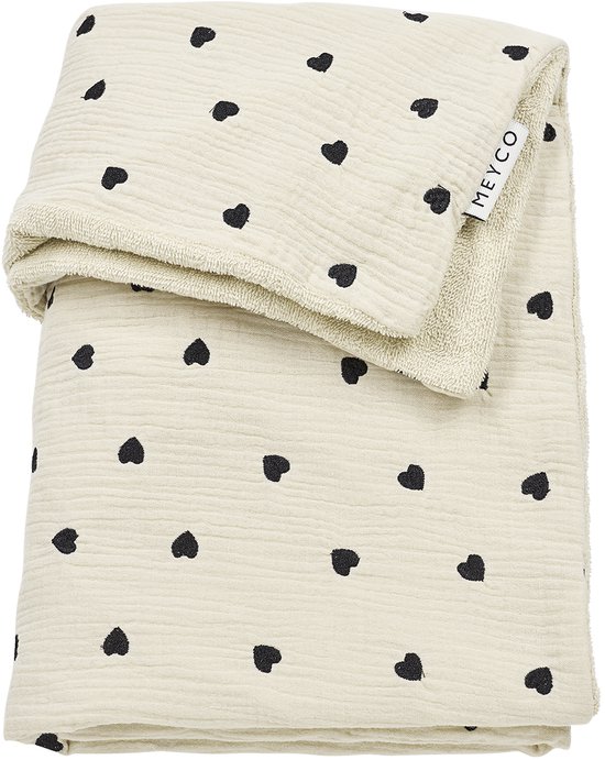 Meyco Baby Sweet Heart wiegdeken - pre-washed hydrofiel - soft sand - 75x100cm - 1.5 TOG