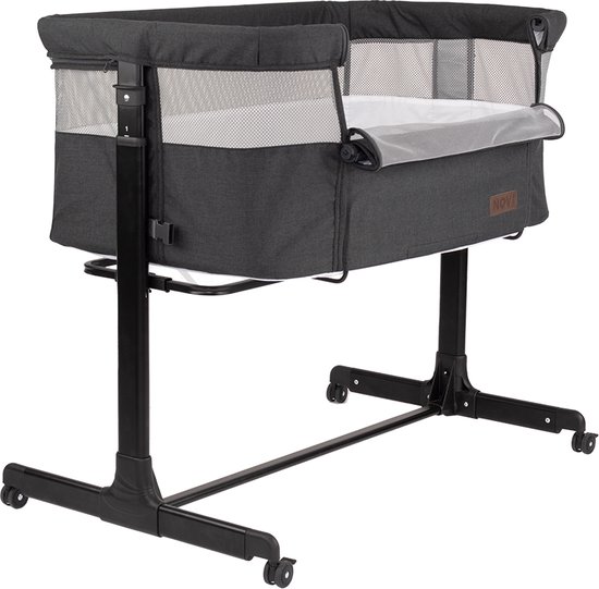Novi Baby® Goodnight Co-Sleeper - Wieg - Zwart melange - Verstelbaar frame