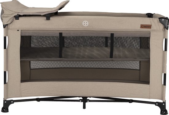 Novi Baby Nora Luxe Campingbed - Beige/Zwart - reisbed - Inclusief transporttas - Inclusief verschoonblad -Inclusief bodemverhoger