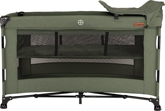 Novi Baby Nora Luxe Campingbed - Groen/Zwart - reisbedje -Inclusief bodemverhoger - Inclusief verschoonblad - Inclusief transporttas