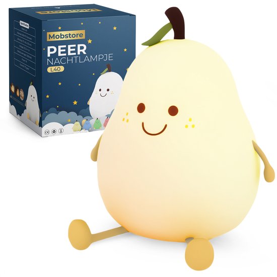 Oplaadbaar nachtlampje kinderen - Peertje - Touchbediening - 8 kleuren - Tijdfunctie - Wake-up Light - Kinder nachtlampje - Slaapkamer - Nachtlampje kinderen - Dimbaar - Draadloos - Nachtlampje baby – Bedlampje