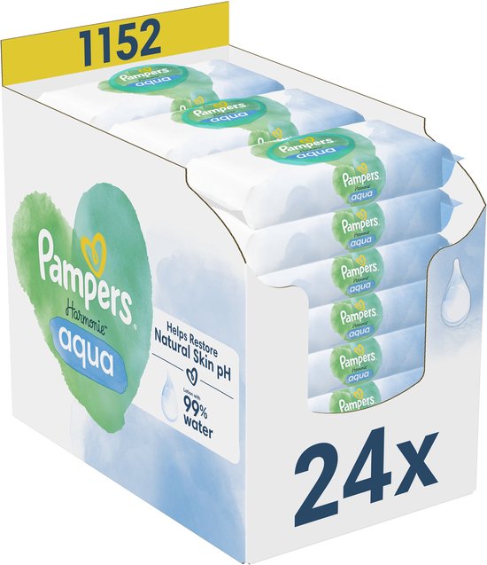 Pampers Harmonie Aqua Babydoekjes 24 Verpakkingen = 1152 Babydoekjes