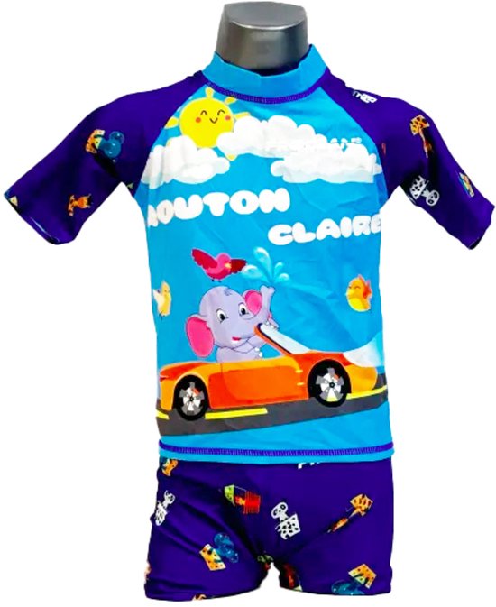 Procean - zwemkleding- voor kinderen - UV-werend - blauwe auto - maat 146