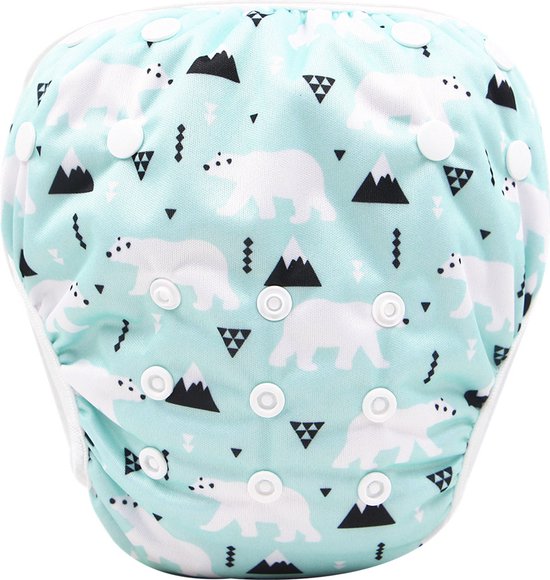 RAMBUX® - Zwemluier - IJsberen - Wasbaar & Verstelbaar - Zwembroek voor Zwembad - Zwemshort Baby & Peuter - 3-15 KG - 0-3 Jaar