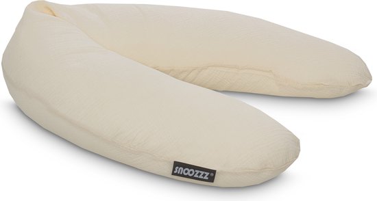 Snoozzz Zwangerschapskussen Zijslaapkussen Lichaamskussen - 185 cm - microparel vulling - luxe draagtas - wasbare hoes - Champagne