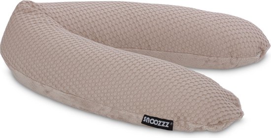 Snoozzz Zwangerschapskussen Zijslaapkussen Lichaamskussen - 185 cm - microparel vulling- luxe draagtas - wasbare hoes - Wafel Teddy Sand