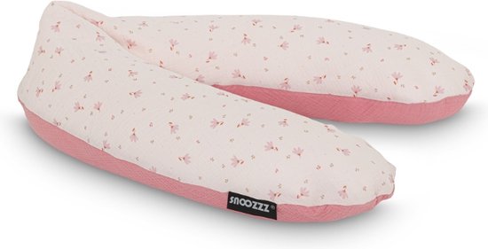 Snoozzz Zwangerschapskussen Zijslaapkussen Lichaamskussen - 185 cm - microparel vulling- luxe draagtas - wasbare hoes - Spring Roze