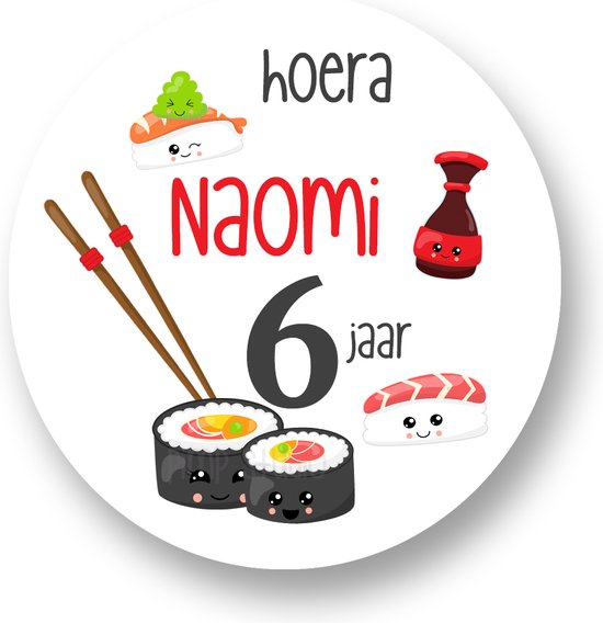 Traktatiestickers - Sushi - Gepersonaliseerd - Sluitstickers - Kinderfeest Traktatie - Uitdelen - Uitdeeltraktatie - Traktatiestickers Met Naam en Leeftijd - Pimp Studio