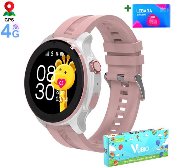 VUBIO 4G Kinder Smartwatch L1 - GPS - Incl. SIM - Videobellen - Roze