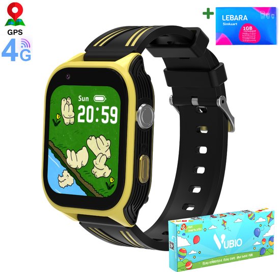 VUBIO 4G Kinder Smartwatch L2 - Incl. SIM - GPS - Videobellen - Zwart